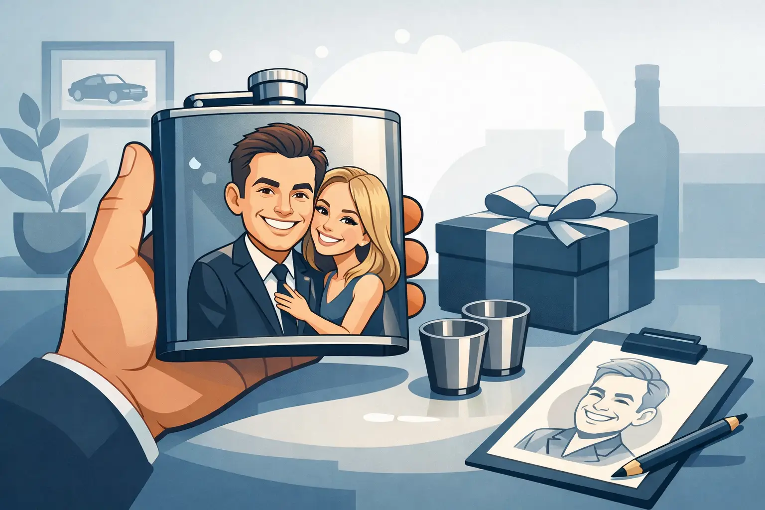 Why a Custom Caricature Flask Gift Works